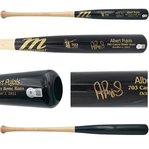 Albert Pujols Autographed Black 703 Career Home Run Engraving Baseball Bat S.t. L.o.u.i.s C.a.r.d.i.n.a.l.s Beckett BAS Witness Stock #252444