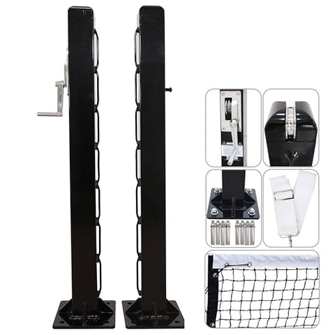 defulion-Premium Permanent Pickleball Net Posts - Heavy-Duty Aluminum Poles with Effortless Flange Installation, Say Goodbye to Wobbly Portable Nets
