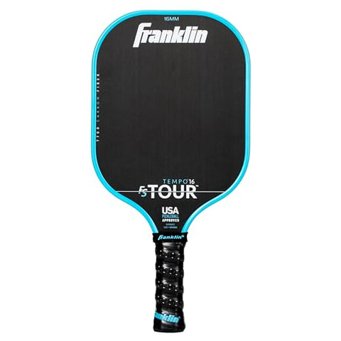 Franklin Sports Pro Pickleball Paddles - FS Tour Series Carbon Fiber Paddles - Official USA Pickleball (USAPA) Approved - Tempo Pro Player - 16mm Polymer Core - Blue