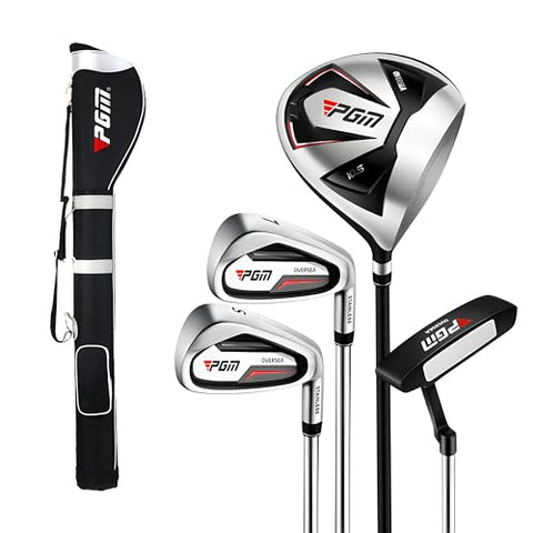 PGM Beginner Golf Clubs Sets OVERSEA for Men 5 Piece Includes Golf Driver, 7 Iron, Sand Wedge, Putter and Lightweight Carry Sunday Club Golf Stand Bag Right Handed
