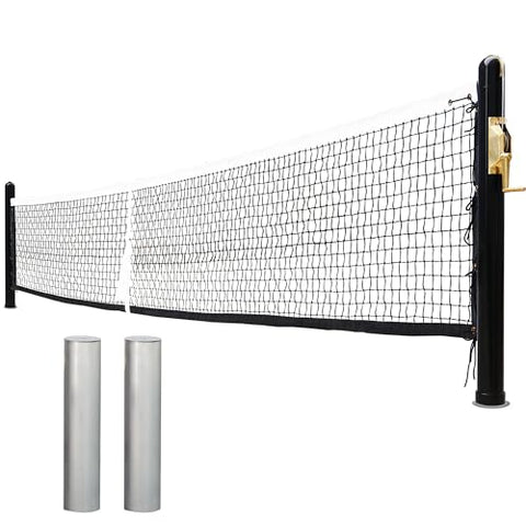 Seliyoo In-Ground Pickleball Net,Heavy-Duty Pickleball Posts,Regulation Tournament-Grade Size,22 FT Regulation Net, Premium-Grade Brass Winder, Galvanized Sleeves,Idea for Outdoor & Indoor Courts
