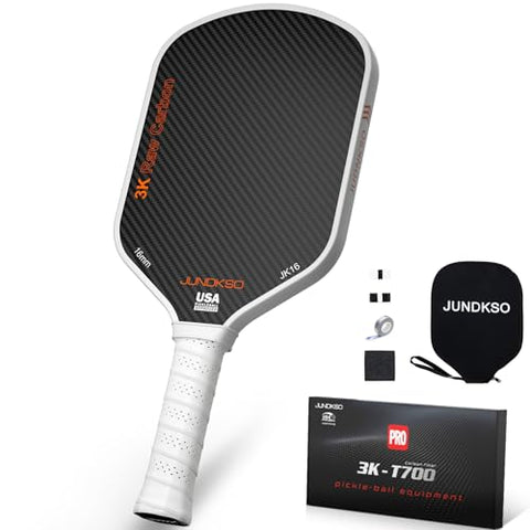 Professional Pickle ball Paddles- T700 Carbon Fiber Pickle Racket- 3K Raw Carbon Frosted Surface for Enhanced Spin and Friction - USAPA Approved Offensive Long Paddle for Intermediate Advanced Players