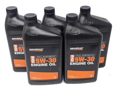 Generac 5-Pack Full Synthetic Motor Oil 5W-30 SN Quart Bottle Part# 0J5140
