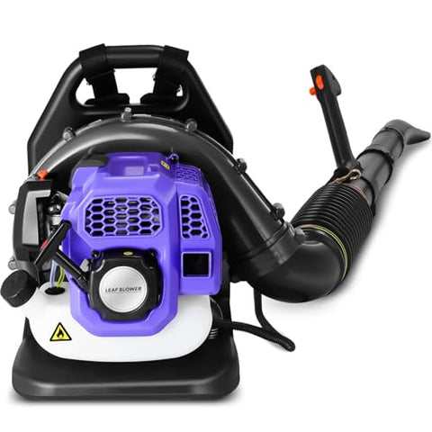 52CC Gas Backpack Leaf Blower, 720 CFM, 230 MPH 2-Stroke Blower with Adjustable Speed, Low Noise, and Ergonomic Design for Lawn, Yard, Garden & Commercial Use-Purple