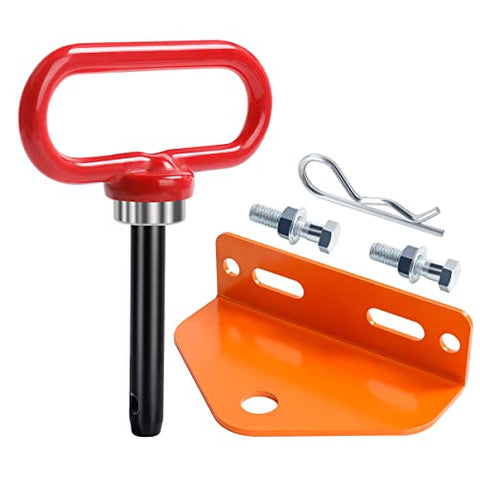 EilxMag Universal Heavy Duty Zero Turn Mower Trailer Hitch and Strong Heavy Duty Neodymium Magnetic Trailer Hitch Pin with 2 Bolts -1/2'' R-Clip (Combo Pack,Red+Orange)