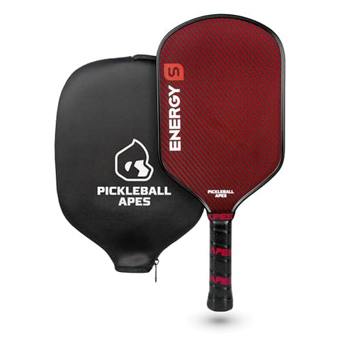 Pickleball Apes Energy Series S Professional Pickleball Paddle Racket USAPA Approved for Men and Women, Carbon Fiber, Honeycomb Core, 6.5mm Thickness, Leather Grip, Cover Included, Hybrid Shape