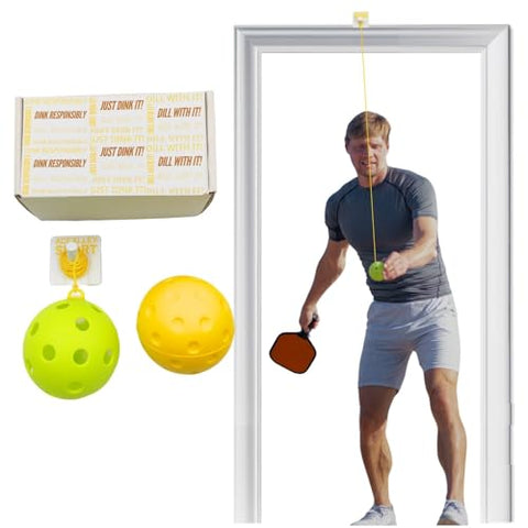GEMINIGAMER2 Pickleball Rebound Trainer with Quiet Ball – Door Frame Training Set for Indoor Solo Practice – Boost Reaction Time with Noise-Free Pickleball Anywhere, Great Gift for Beginners & Pros