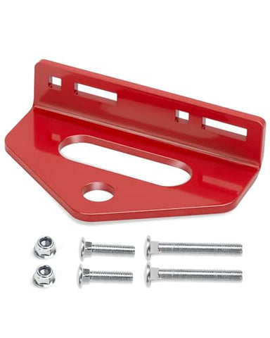 Zero Turn Mower Tow Hitch, 1/4"(6mm) Thick Heavy Duty Steel Universal Lawn Trailer Hitch 2"-5.1" Hole Center, Versatile Chain Slot Rugged Steel with Carriage Bolt Hardware Red