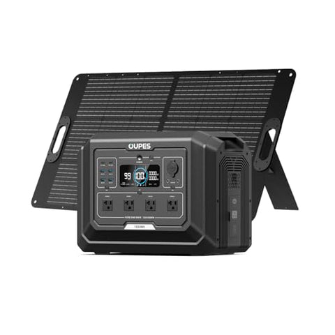 OUPES Mega 1 Solar Generator with Panels Included, 2000W Power Station + 100W Panel, 1024Wh LiFePO4 Battery, Expandable to 5120Wh, APP Control, <20ms UPS for RV, Camping & Home Backup