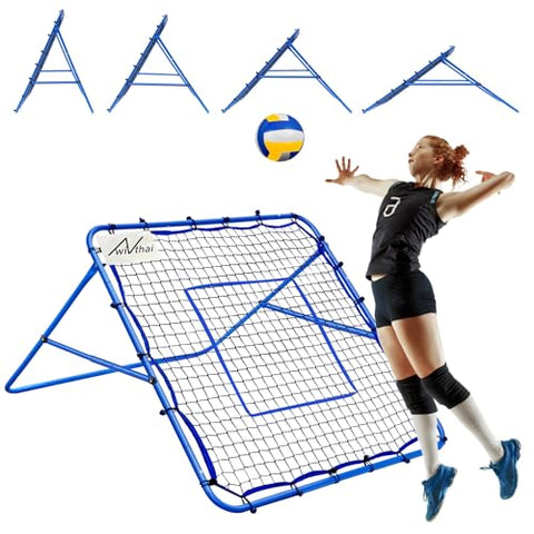 Winthai 4x4FT Volleyball Rebounder Net, Soccer Rebounder Pitchback Net with 2 x 6-Angle Quick Adjustments, Target Ribbon for Precision, Easy Quick Setup,Ideal for Baseball Softball and Sport Training