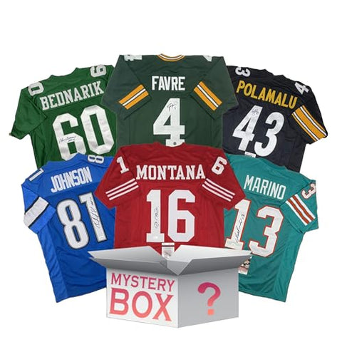 Hall of Famers Autographed/Signed Football Jersey Mystery Box with JSA, PSA, Beckett or Fanatics COA