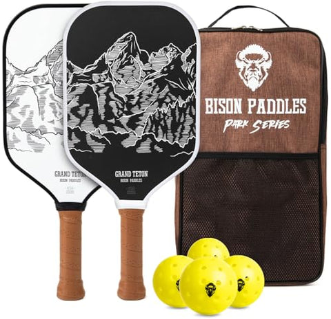 Bison Paddles: Carbon Fiber Pickleball Paddle Set of 2 - National Parks Edition | Durable Unibody Construction | Textured Carbon Fiber Surface | Every Purchase Helps Fund National Parks