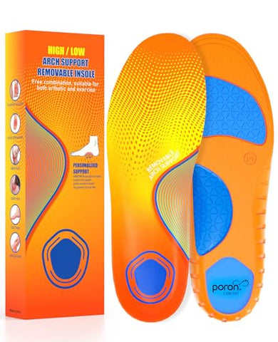 Plantar Fasciitis Insoles for Men & Women,High Arch Support Insoles for Pain Relief, 220+lbs Removable Insoles for Flat Feet,Birthday Gifts for Men Women Dad Mom,Stocking Stuffers Christmas Gifts(L
