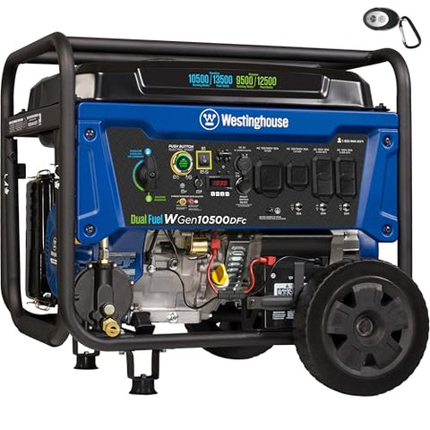 Westinghouse 13500 Peak Watt Dual Fuel Home Backup Portable Generator, Remote Electric Start, Transfer Switch Ready, Gas and Propane Powered