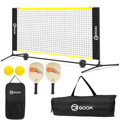 GOOX 6FT Small Mini Pickleball Net Set (with Paddles) - Quick Setup Indoor/Outdoor Portable Practice Net - Lightweight Dink Training Aid for Backyard, Driveway
