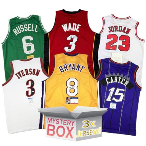 3x Hall of Famers Autographed/Signed Basketball Jerseys Mystery Box with PSA JSA or Beckett COA