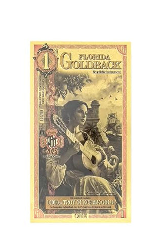 Wisemen Trading Florida 1 Goldback Gold foil Art Series “Spes” | 1/1000th of a Troy Oz of 24K Collectible Gold (2 Pack)