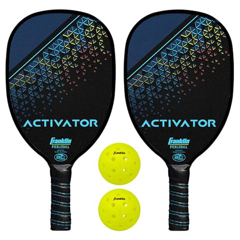 Franklin Sports Activator Pickleball Paddle and Ball Set - (2) Wooden Rackets + (2) X-40 Balls - 2 Player Paddle Set - USA Pickleball (USAPA) Approved