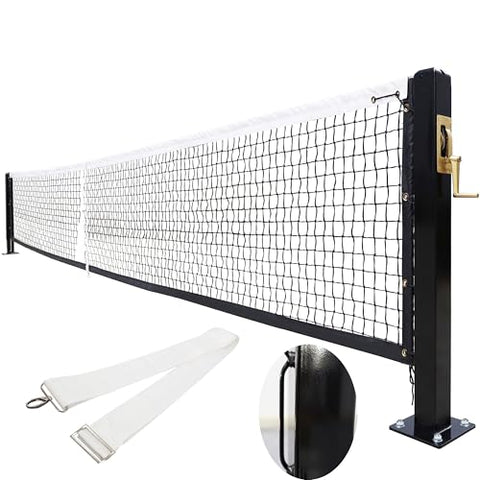 Pro Pickleball Court Net System, Pickle Ball Net Set,Regulation Net 22 FT with 2 Heavy Duty Steel Pickleball Posts, Premium-Grade Brass Winder,Surface Mount Ideal for Indoor or Outdoor Use