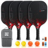 Ritzmed USAPA Approved Pickleball Paddles Set of 4 - T-300 Carbon Fiber Surface for Spin & Control - Lightweight Honeycomb Core Reduces Noise - Portable Set with Bag for Family