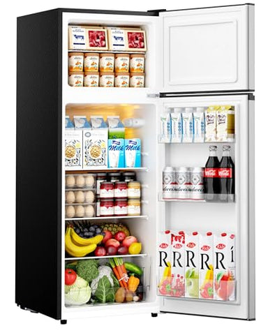 EUHOMY 7.4 Cu.Ft. Refrigerator with Freezer, 2 Door Fridge, Large Capacity,Adjustable Thermostat, Refrigerator for Kitchen/Dorm/Apartment/Garage - Food Storage or Cooling drinks, Silver