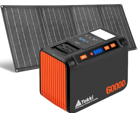 Takki Solar Generator 250W Portable Power Station with 40W Solar Panels 222Wh Pure Sine Wave Camping Lithium Battery Power Pack with AC 110V Outlet for Camping CPAP Home Use Emergency Outdoor