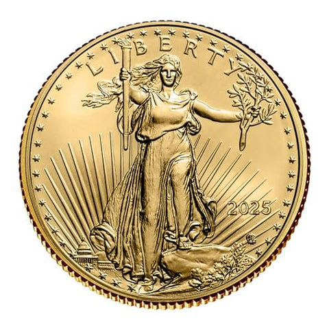 2025 - American Gold Eagle 1/10th oz Bullion Coin with Certificate of Authenticity $5 Seller Uncirculated