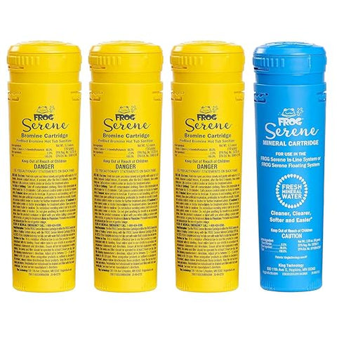 FROG Serene Replacement Mineral and Bromine Cartridge Kit for use with Hot Tub FROG Serene Floating Sanitizing System - Prefilled for Quick & Easy Hot Tub Maintenance - 3 Month Bundle