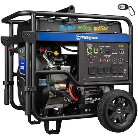 Westinghouse 18000 Peak Watt Tri-Fuel Home Backup Portable Generator, Remote Electric Start, Transfer Switch Ready, Gas, Propane, and Natural Gas Powered, CO Sensor