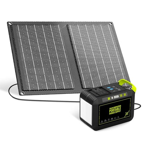 MARBERO 88.8Wh Solar Generator with 21W Solar Panel Included Portable Power Station 80W 110V 120W Max for Camping Outdoor Hiking Fishing Emergency