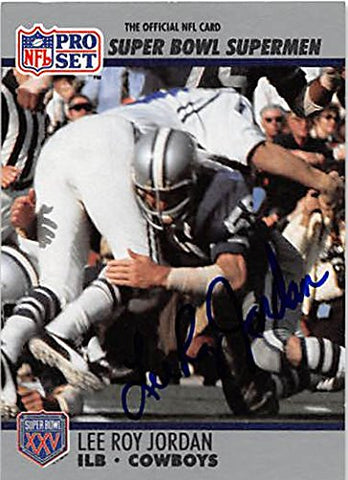 Autograph 124728 Dallas Cowboys 1990 Pro Set Super Bowl Supermen No. 89 Lee Roy Jordan Autographed Football Card