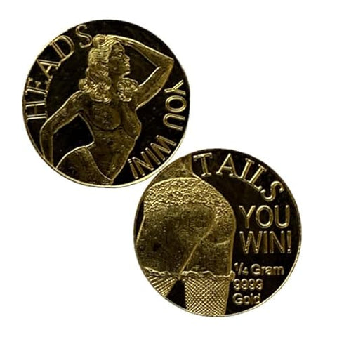 Monarch Precious Metals 1/4 Gram .9999 Fine Gold Round - Adult Novelty - Heads and Tails (Sealed in Capsule)