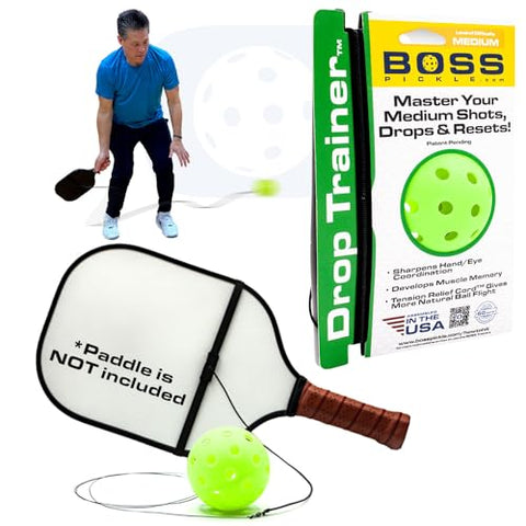 BOSSpickle Pickleball Trainer for Drop Practice. Pickleball Trainer Ball with String Works as rebounder and Improves Hand Eye Coordination and Allows Solo Practice with Match Buddy