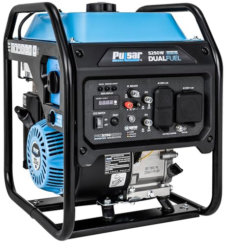 Pulsar PGX5250BiXCO 5250W Dual Fuel Inverter Generator – Gas & Propane, CO Sentry, RV Ready 30A Outlet, Digital Display, Portable Quiet Power for Home Backup, Camping & Jobsite