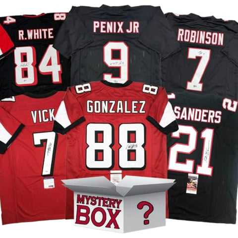 Autographed/Signed Atlanta Football Jersey Mystery Box with PSA JSA or Beckett COA