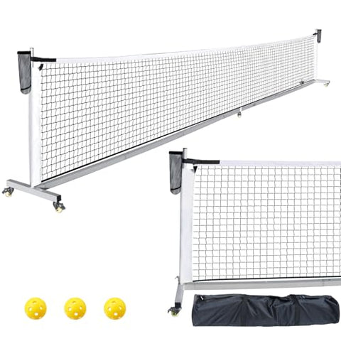 VANCL Portable Pickleball Net 22' Heavy Duty for Indoor & Outdoor USAPA Tournament Pickleball Net System with Locking Wheels & Carry Bag Premium Aluminum Frame