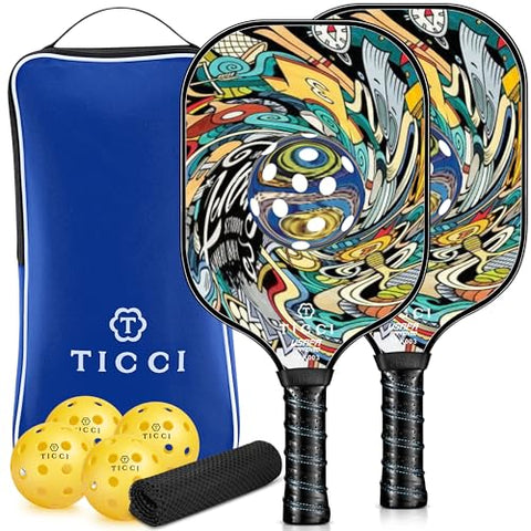Pickleball Paddles Set of 2, USAPA Approved Fiberglass Pickleball Set with 4 Balls & Carry Bag, Lightweight Rackets for Beginners & Adults