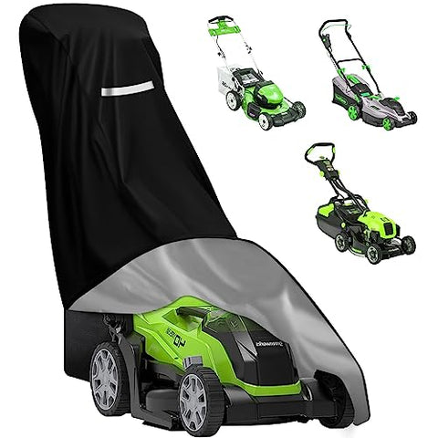 Lawn Mower Cover,Heavy Duty 420D Polyester Oxford Push Mower Cover,Waterproof,UV Protection Universal Fit Push Lawn Mower with Drawstring & Cover Storage Bag,Lawnmower Covers for Outdoor Waterproof