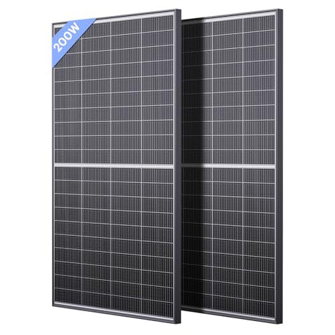 Callsun N-Type 16BB 400W Bifacial Solar Panel, 2Pcs 200 Watt Solar Panel 12V, 25% High Efficiency, Dual-module Parallel Anti-Shade Design, for RV Van Marine Home Rooftop Off-Grid Systems (2 Pack 200W)