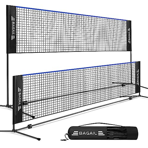 BAGAIL All-in-1 Badminton Net, Height Adjustable (Up to 5.1') Kids Volleyball Net, Quick Setup Sports Net with Portable Bag for Pickleball, Tennis, Pool, Backyard & Indoor Games - 14ft, Blue