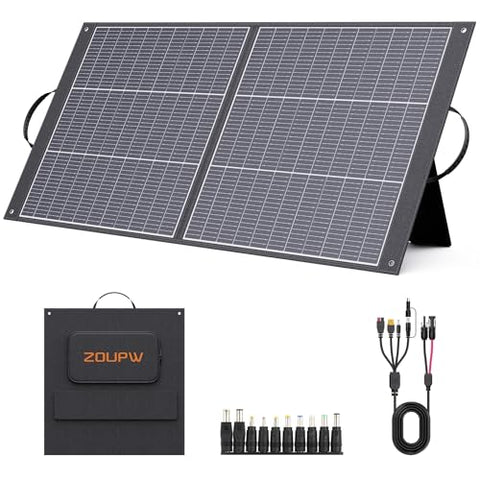 ZOUPW 100W Portable Solar Panel N-Type 16BB,25% Efffciency Ultralight 7.98lbs Foldable Solar Charger for Jackery Explorer/EcoFlow/Bluetti Power Stations IP67 Waterproof for RV Camping Off-Grid