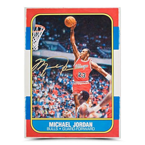Michael Jordan Autographed Original Fleer Rookie Card Art - Upper Deck - Basketball Autographed Cards