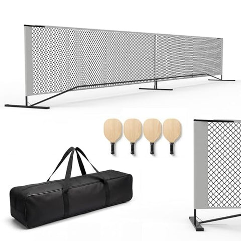 Outdoor Pickleball Net System – 22FT Regulation Net for Driveway with HeavyDuty Metal Frame, 4 Paddles, 4 Outdoor Balls & Carry Bag, Weather Resistant, Portable for Backyard, Park, Beach & Camping