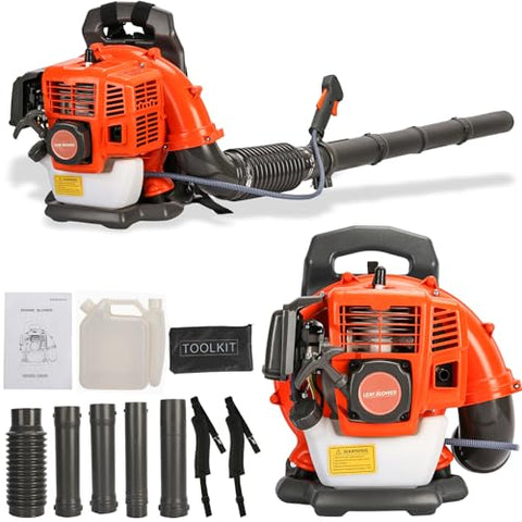 Backpack Gas Powered Leaf Blower, 52CC 550CFM 3HP 2 Stroke Grass Lawn Blower Air Cooling Gasoline Backpack Grass Blower with Air-Cooled, Snow Blower for Outdoor (550CFM 52CC)
