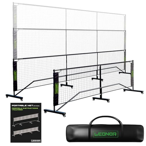 6 in 1 - Multi Sport Net - Pickleball Net, Badminton Net, Tennis Net, Outdoor Volleyball Net for Backyard - Regulation Size 22ft & Half Court 11ft - Patented Portable Pickleball Net & Driveway Nets