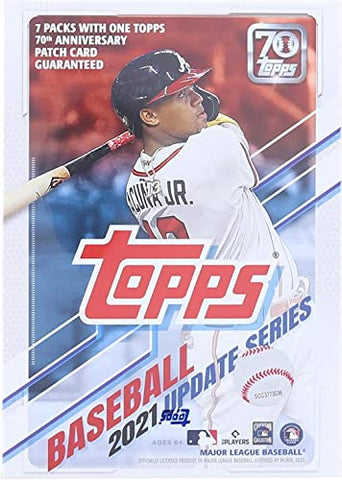 2021 Topps Traded and Update Series Baseball Unopened Blaster Box of Packs with 99 Cards including One EXCLUSIVE 70th Anniversary Patch and Possible Rookies Autographs and Jersey Cards