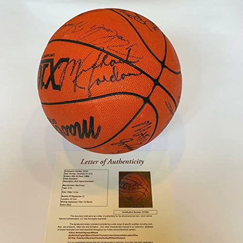 Michael Jordan Rookie 1986 All Star Game Team Signed Basketball 22 Sigs JSA COA - Autographed Basketballs