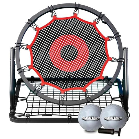 IE Sports Basketball Rebounder Multi-Sport Rebound Net with 9 Angle Adjustments and Return Attachment for Soccer, Pickleball and Baseball, Red