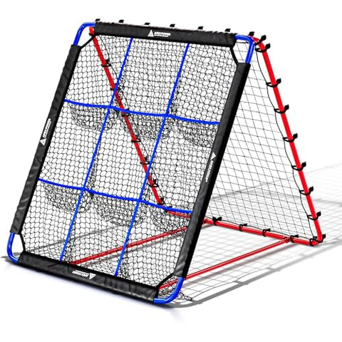 Baseball Rebounder Net | 12-Angle Baseball Pitching Net w/ 9 Pocket Nets – Softball & Baseball Training Equipment – Multi-Sport Bounce Back Net for Soccer, Volleyball, Basketball, Lacrosse & More