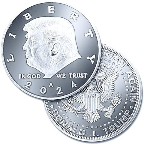 Aizics Mint Donald Trump Silver Coin 2024 with Certificate of Authenticity, President Coin, Trump Coin Collectors, Silver Plated, 38mm x 2mm